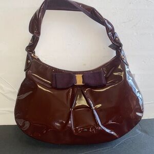 Salvatore Ferragamo Glossy Dark Burgundy Shoulder Bag